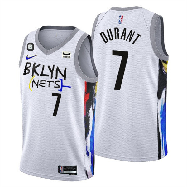 Men's Brooklyn Nets Active Player Custom 2022/23 White City Edition With NO.6 Patch Stitched Basketball Jersey